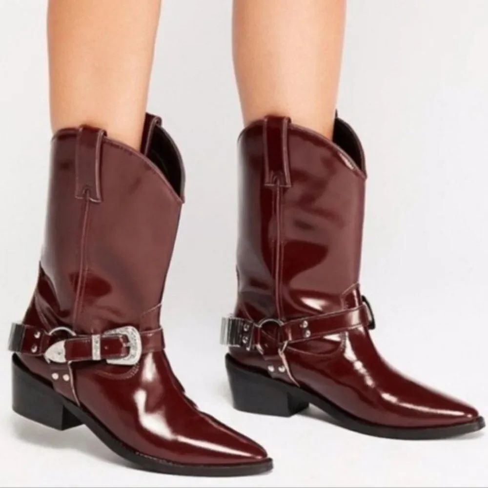 NWOB FREE PEOPLE Ridge Leather Western Boots 37 - Picture 2 of 13